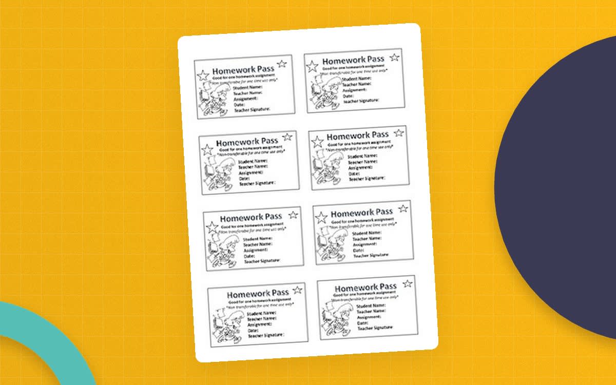 An educational teaching resource from Educate and Create entitled Homework Passes – Printable Reward Cards downloadable at Teach Simple.