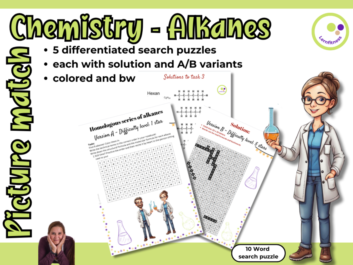 An educational teaching resource from Lernfitness entitled Homologous Series of Alkanes – Word Search Activity downloadable at Teach Simple.