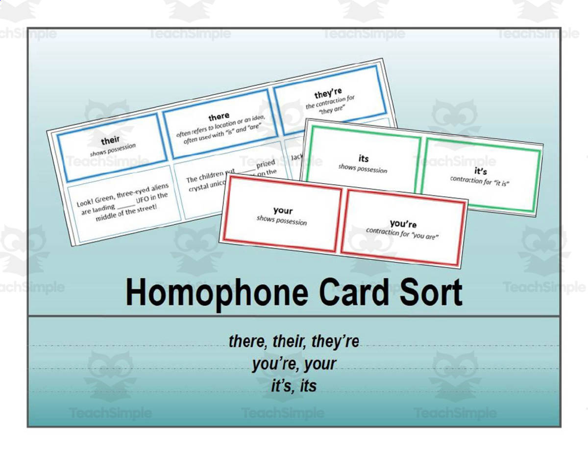 An educational teaching resource from Virtually Montessori entitled Homophone Card Sort downloadable at Teach Simple.
