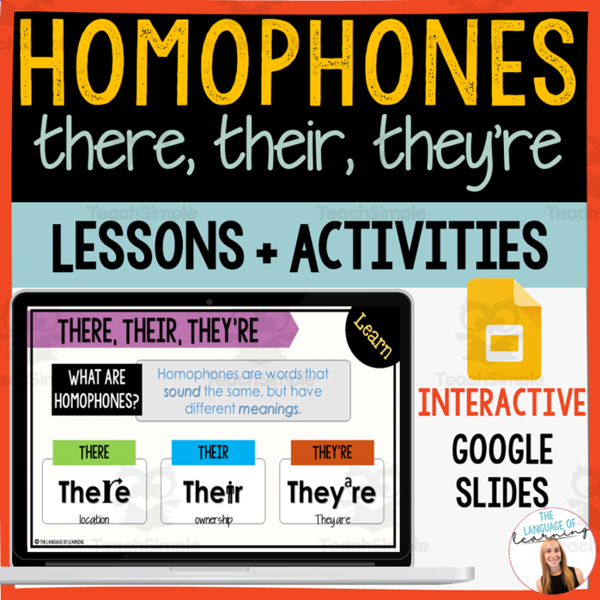 An educational teaching resource from The Language of Learning entitled Homophones Interactive Unit downloadable at Teach Simple.