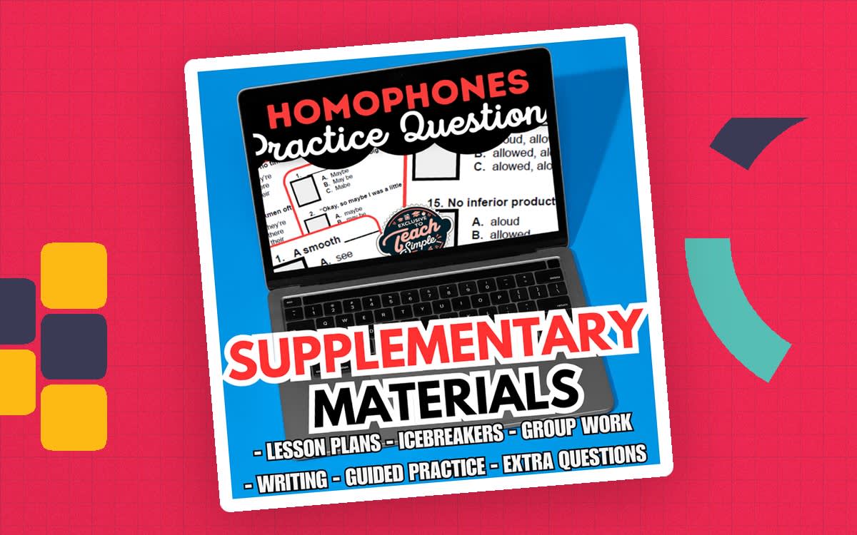 An educational teaching resource from Cored Education entitled Homophones Supplementary Materials Grade 5-6 (PDF) downloadable at Teach Simple.