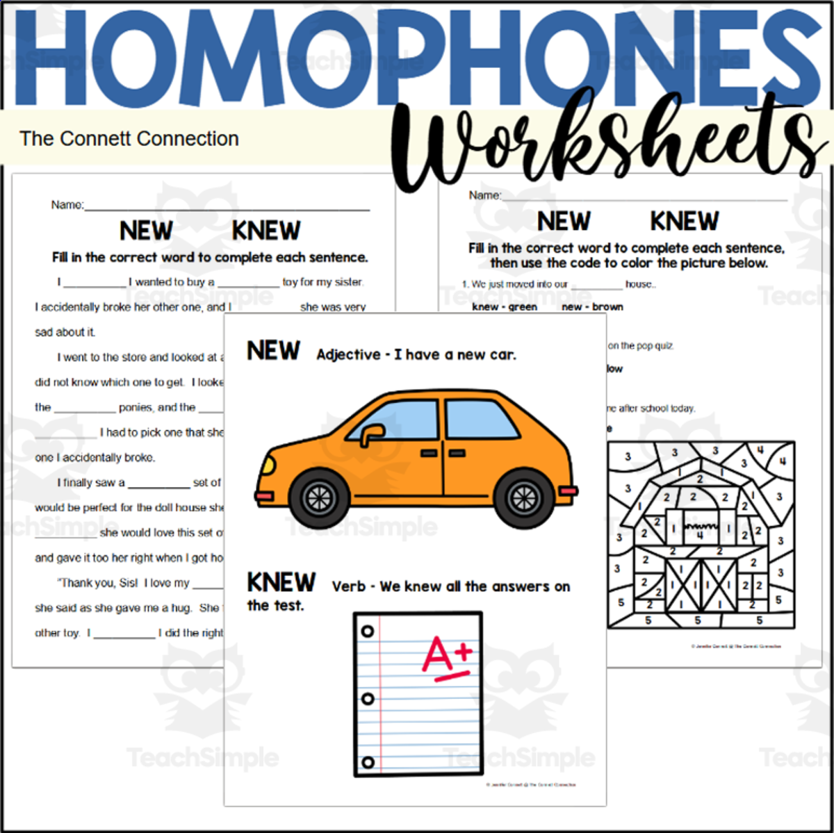 An educational teaching resource from The Connett Connection entitled Knew vs New Homophones – Worksheet Pack downloadable at Teach Simple.