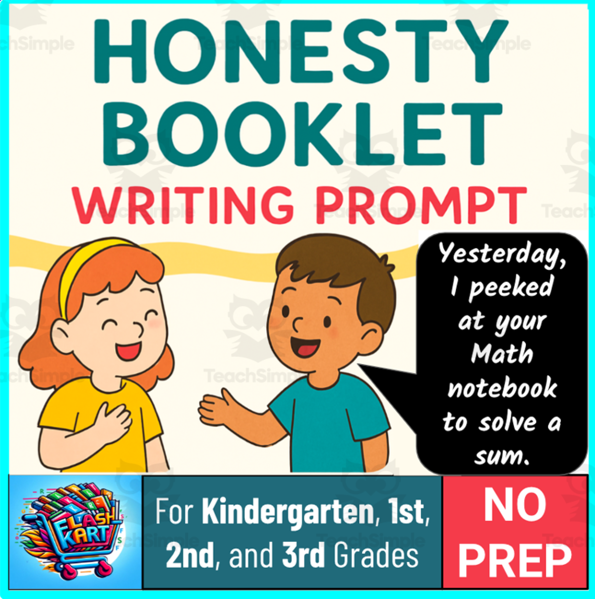 An educational teaching resource from FlashKart entitled Honesty Booklet Writing Prompt - Character Education for K-3 SST & ELA downloadable at Teach Simple.