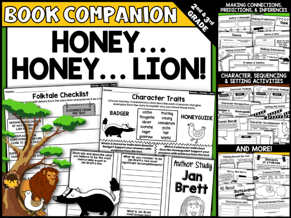 An educational teaching resource from Creatively Gifted entitled Honey... Honey... Lion! by Jan Brett Interactive Read-Aloud Activities downloadable at Teach Simple.
