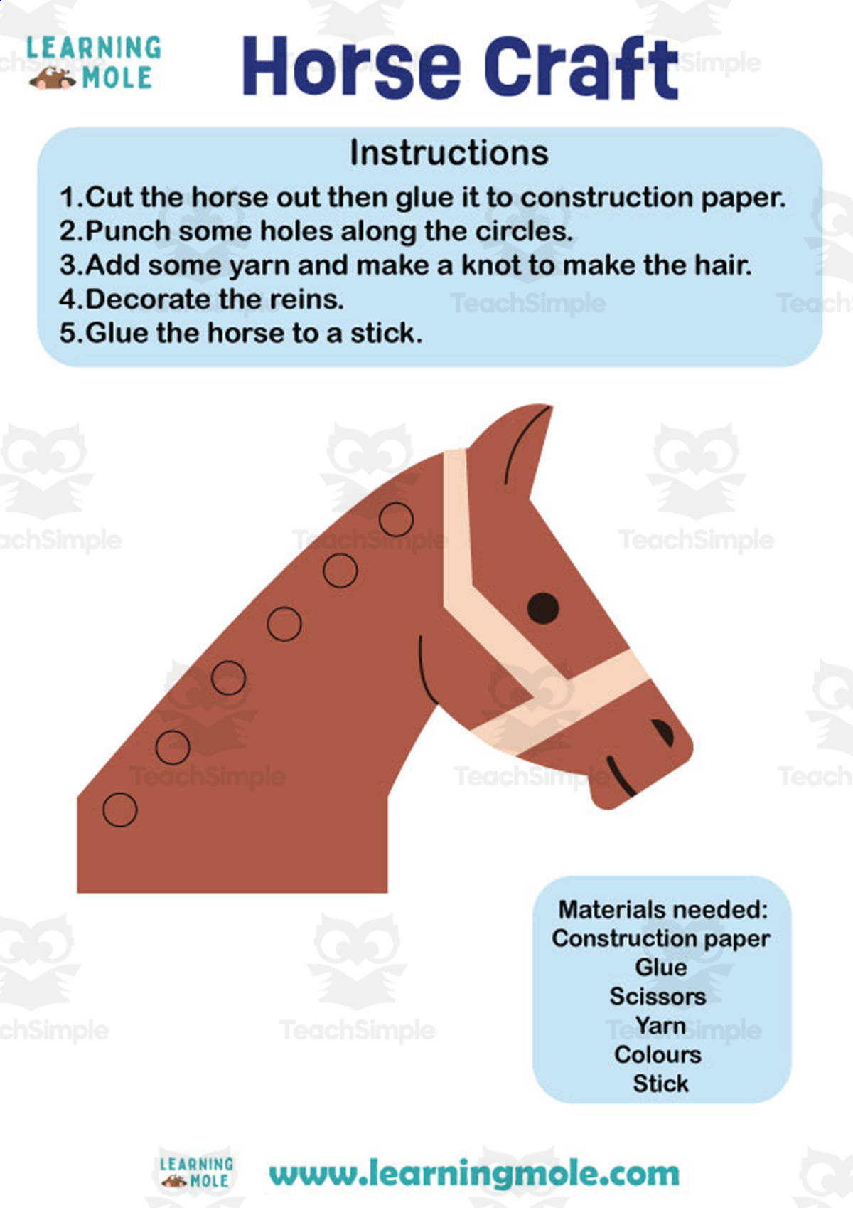 An educational teaching resource from Educational Voice entitled Horse Activity downloadable at Teach Simple.