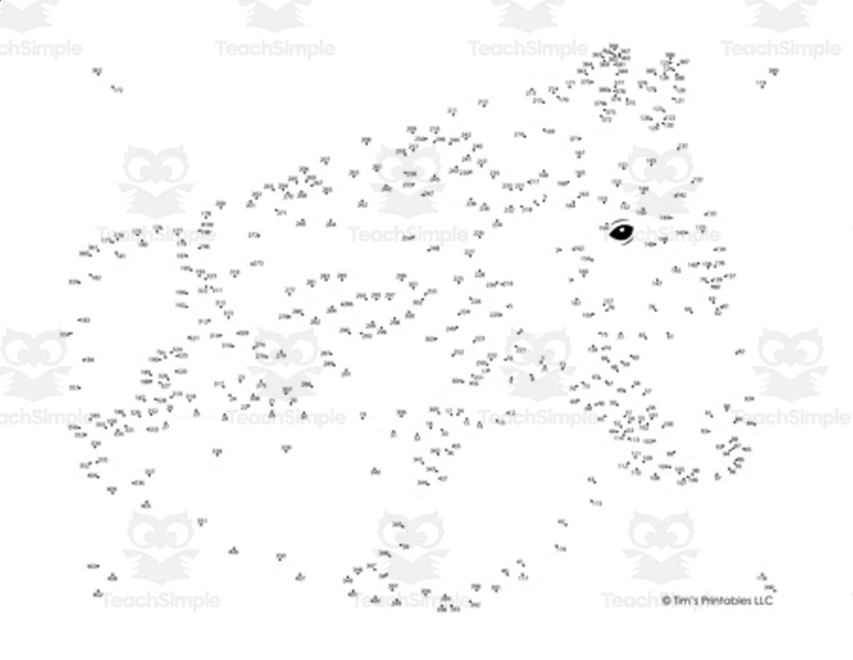 An educational teaching resource from Tim's Printables entitled Horse Extreme Difficulty Dot-to-Dot / Connect the Dots downloadable at Teach Simple.