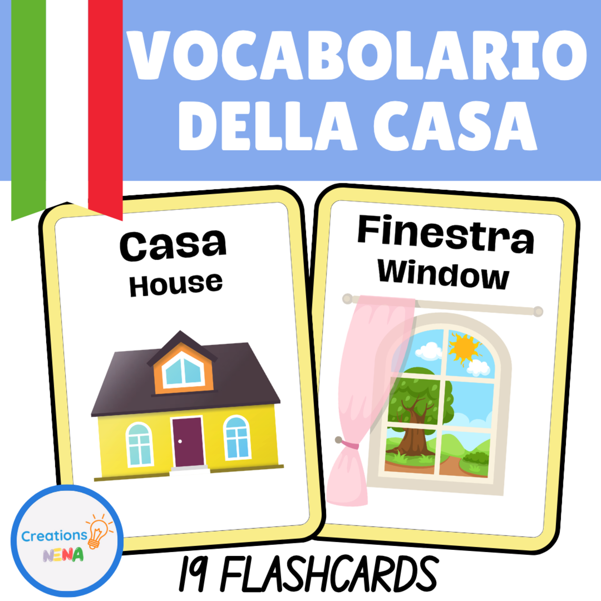 An educational teaching resource from Nena Creations entitled House Vocabulary in Italian downloadable at Teach Simple.