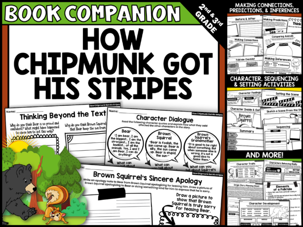 An educational teaching resource from Creatively Gifted entitled How Chipmunk Got His Stripes Interactive Read-Aloud Activities downloadable at Teach Simple.