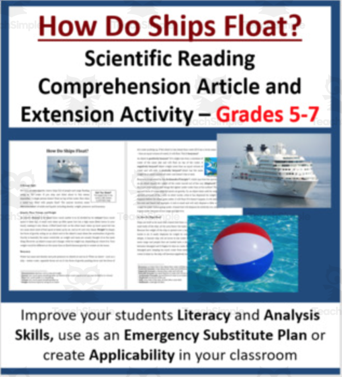 An educational teaching resource from Teach With Fergy entitled How Do Ships Float? - Digital Science Reading Article - Grades 5-7 downloadable at Teach Simple.