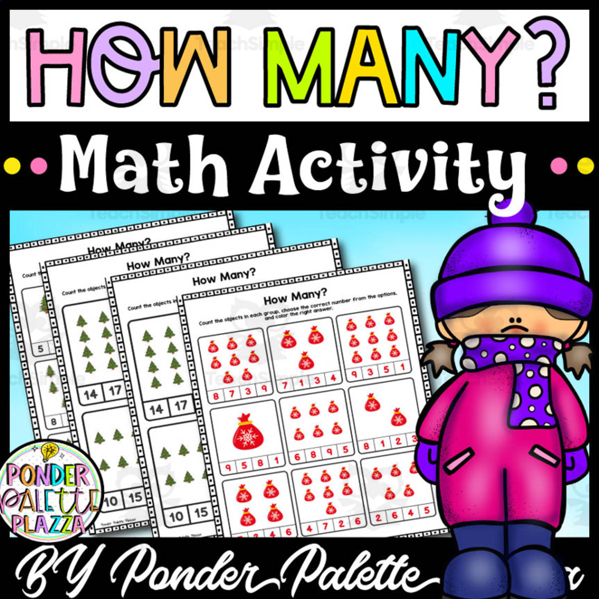 An educational teaching resource from Ponder Palette Plazza entitled How Many Activity - Counting downloadable at Teach Simple.