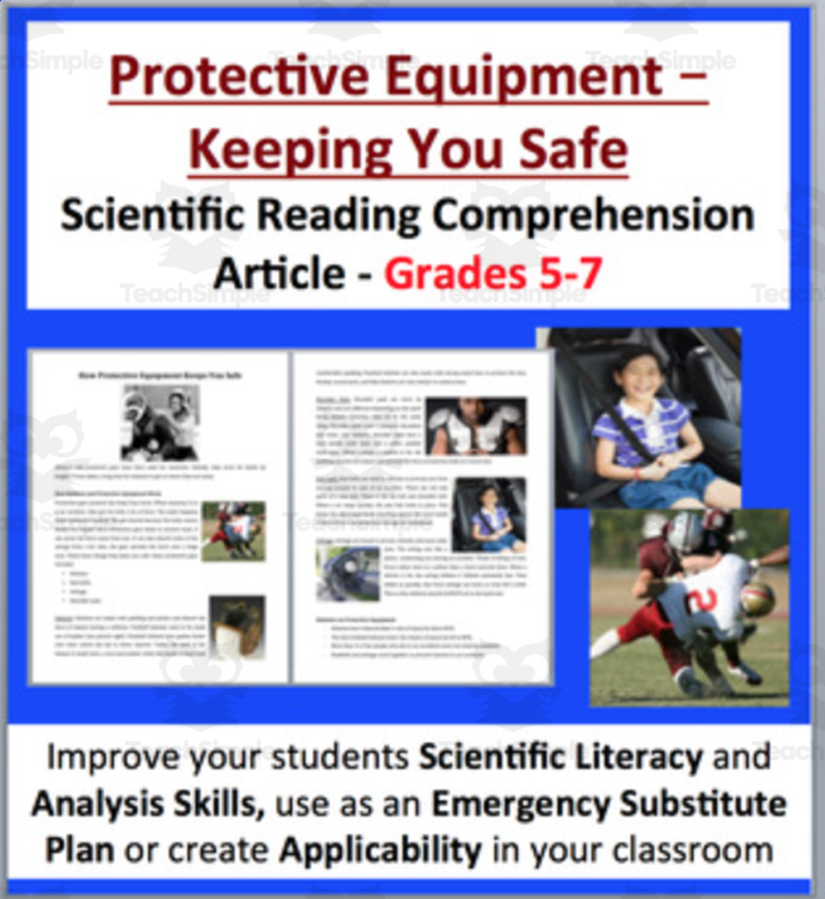 An educational teaching resource from Teach With Fergy entitled How Protective Equipment Keeps You Safe - Science Reading Article - Grades 5-7 downloadable at Teach Simple.