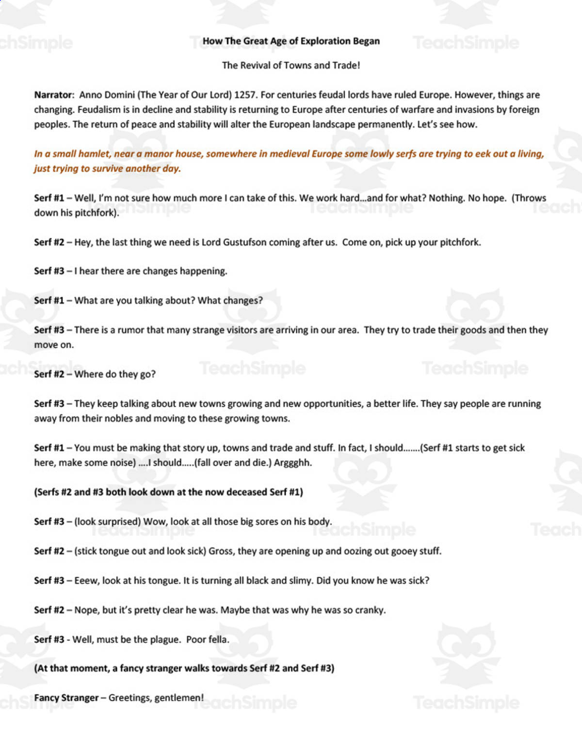 An educational teaching resource from BCM Creations entitled "How The Great Age of Exploration Began" - A History Play downloadable at Teach Simple.