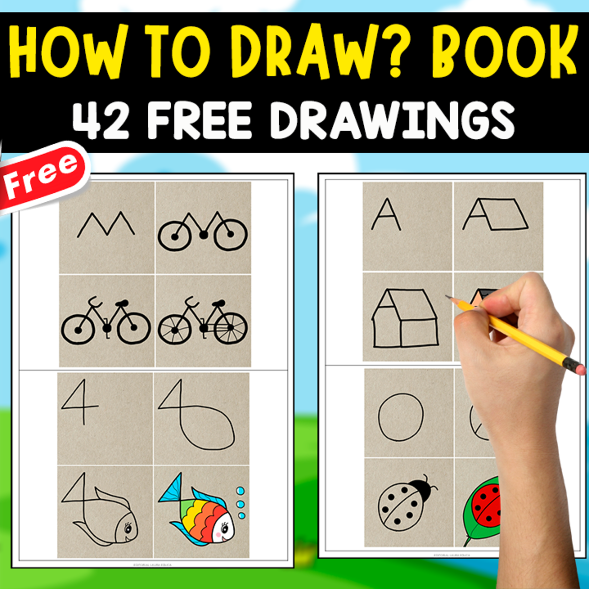 An educational teaching resource from EDITORIAL LAURA EDUCA entitled HOW TO DRAW? MINIBOOK | 42 FREE DRAWINGS downloadable at Teach Simple.