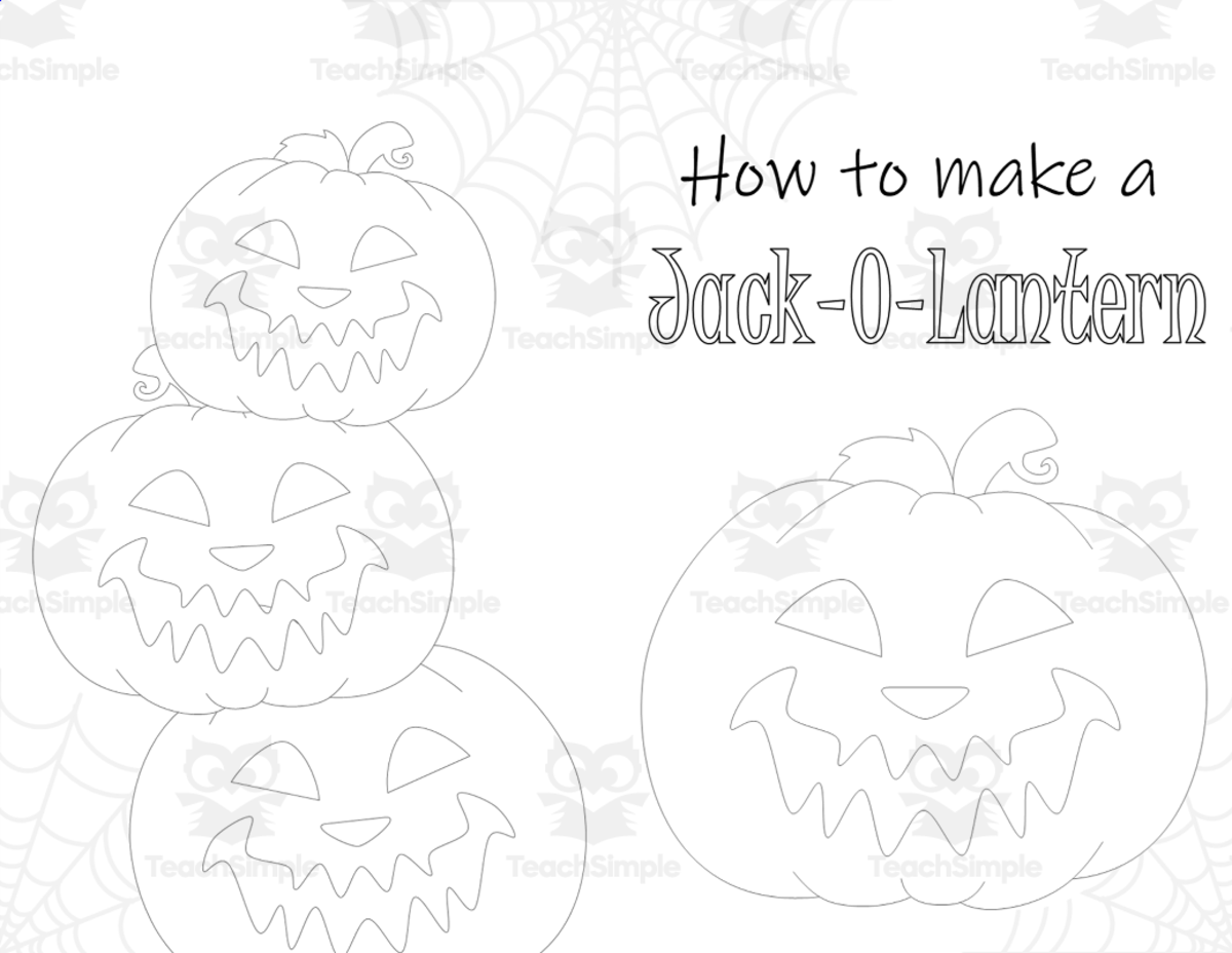 An educational teaching resource from Dixie Cup Worksheets entitled How to make a Jack-O-Lantern Book downloadable at Teach Simple.