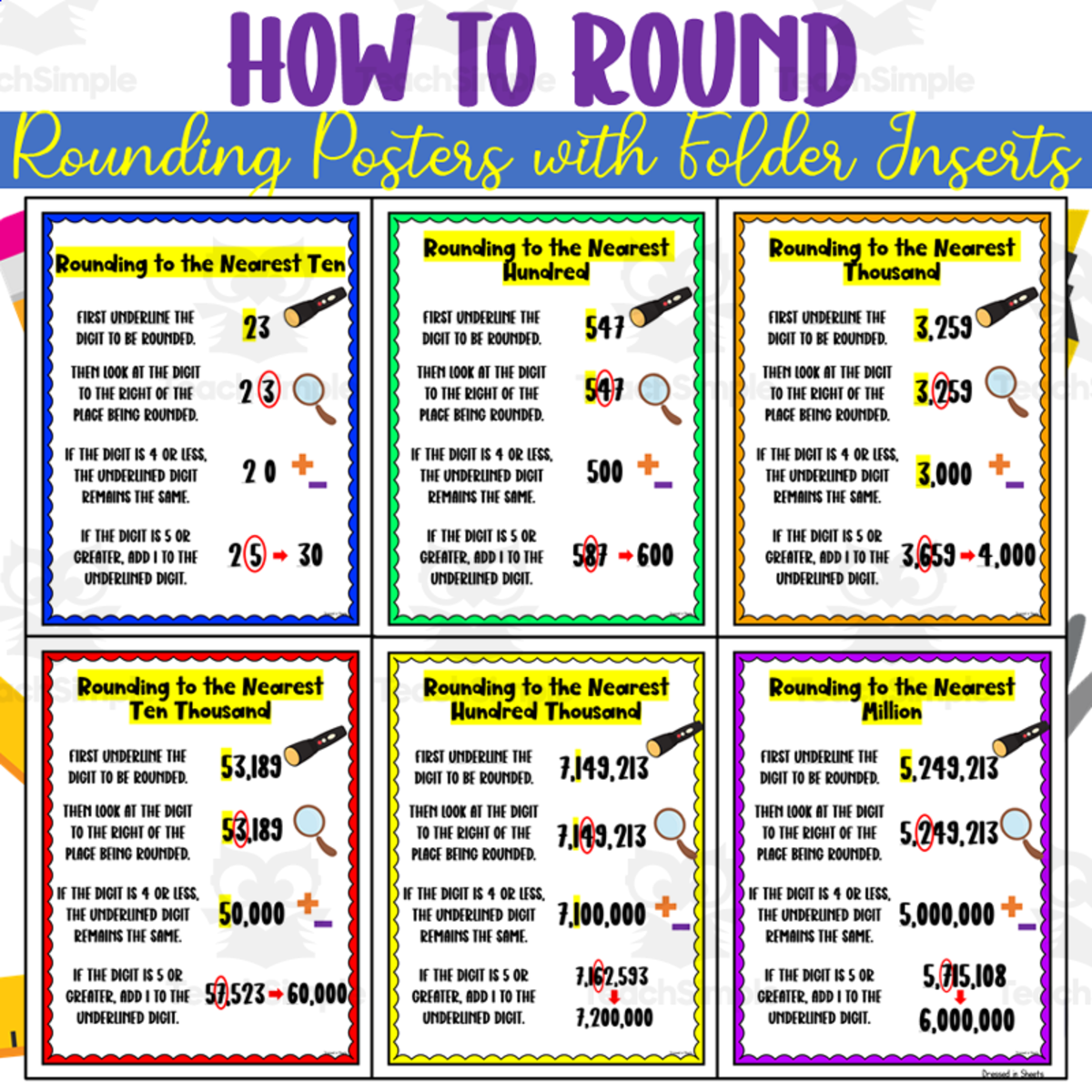 An educational teaching resource from Soumara Siddiqui entitled How to Round Posters Rounding Posters downloadable at Teach Simple.