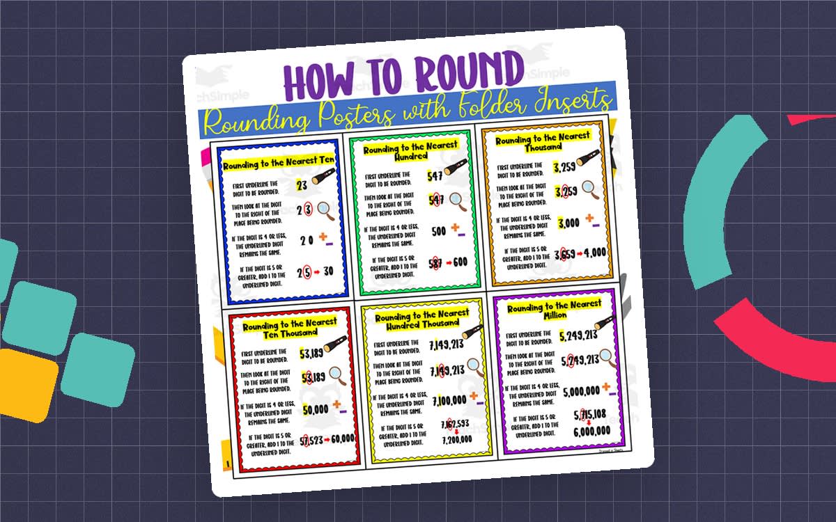 An educational teaching resource from Soumara Siddiqui entitled How to Round Posters Rounding Posters downloadable at Teach Simple.