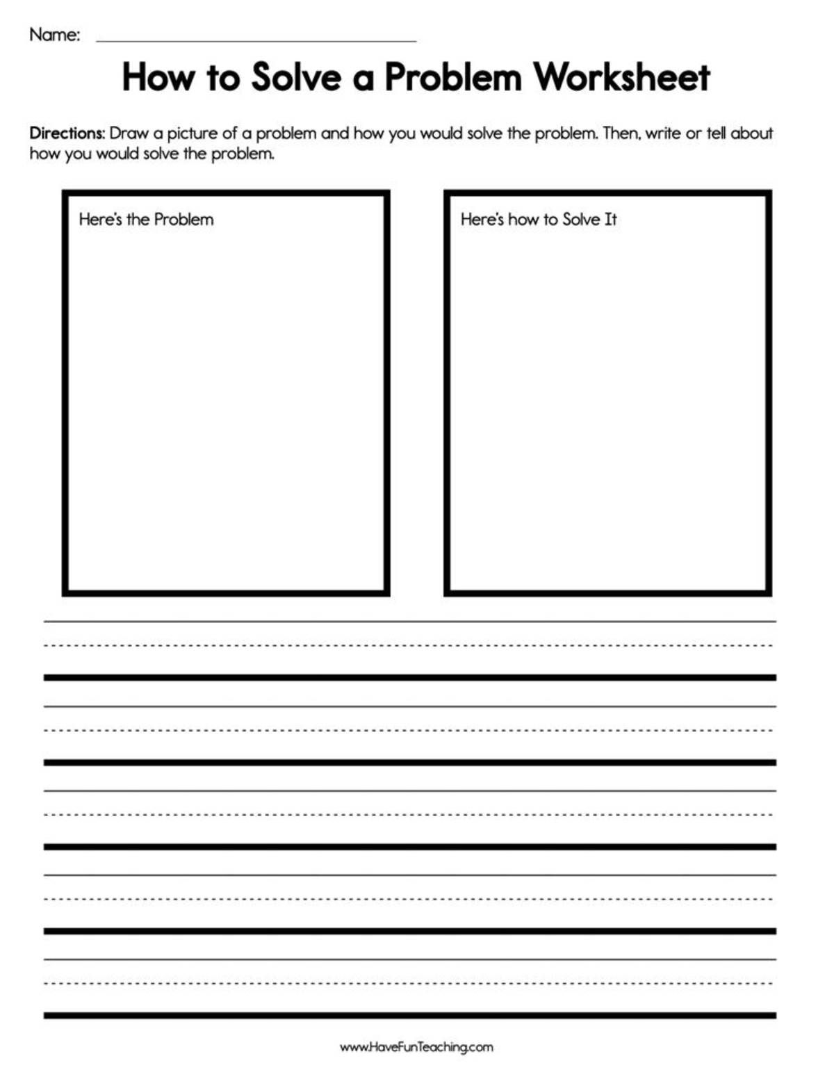 An educational teaching resource from Have Fun Teaching entitled How to Solve a Problem Worksheet downloadable at Teach Simple.