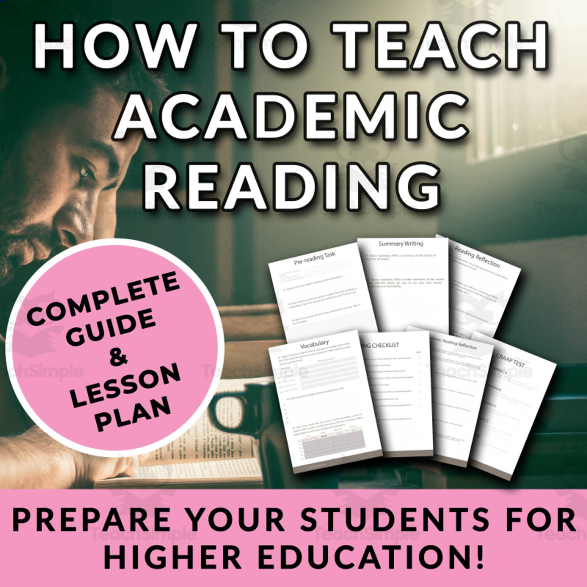 An educational teaching resource from The Laughing Linguist entitled How to Teach Academic Reading - Worksheets & FULL lesson plan downloadable at Teach Simple.