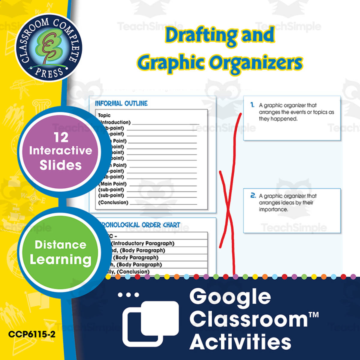 An educational teaching resource from Classroom Complete Press entitled How to Write an Essay: Drafting and Graphic Organizers - Google Slides Gr. 5-8 downloadable at Teach Simple.
