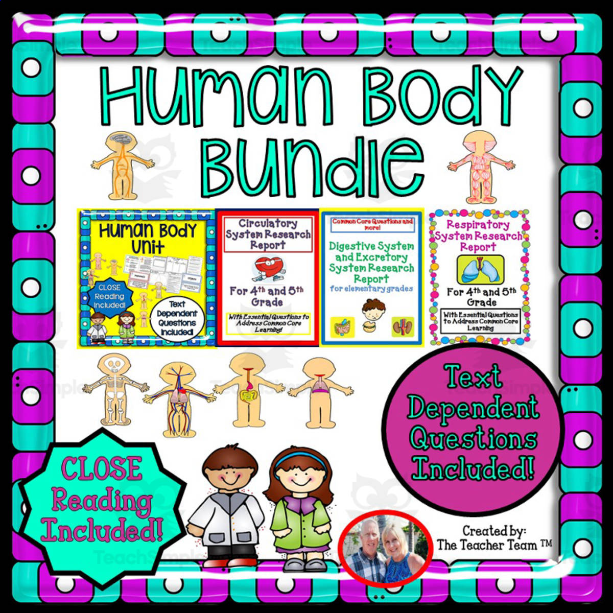 An educational teaching resource from The Teacher Team entitled Human Body Systems Unit downloadable at Teach Simple.