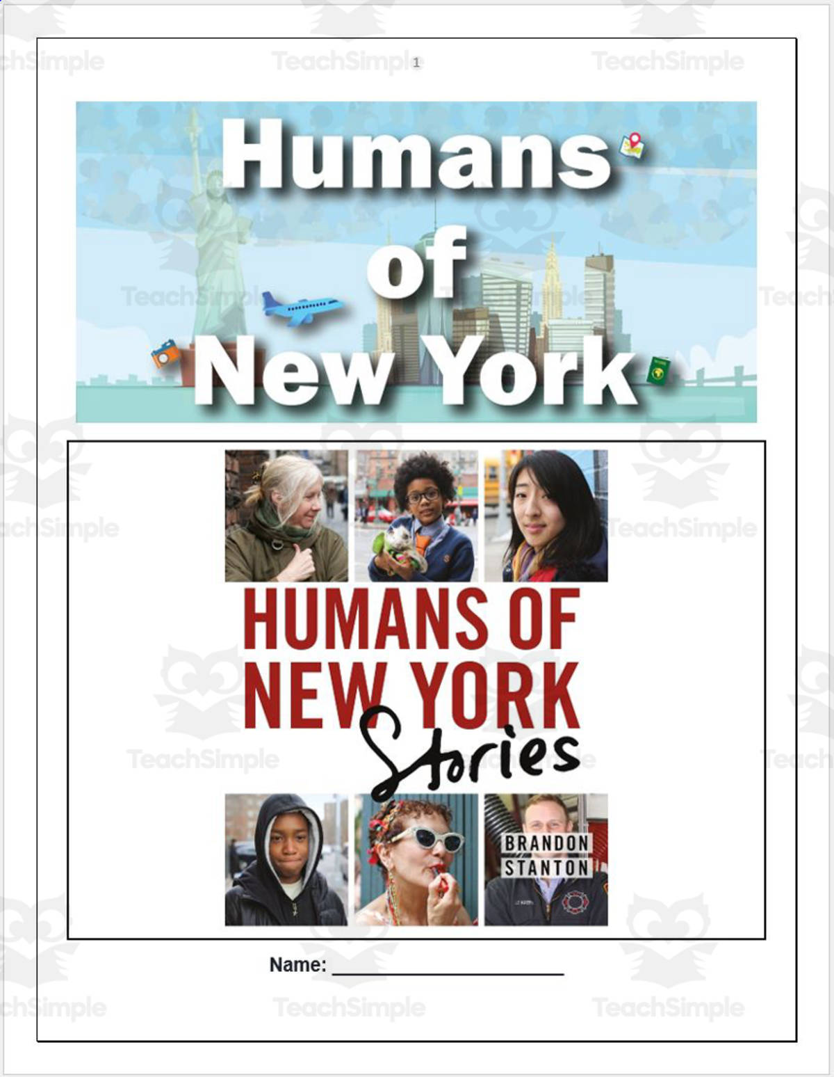 An educational teaching resource from Mitchell Zuvela entitled Humans of New York – Multi-Day ELA Story Unit downloadable at Teach Simple.