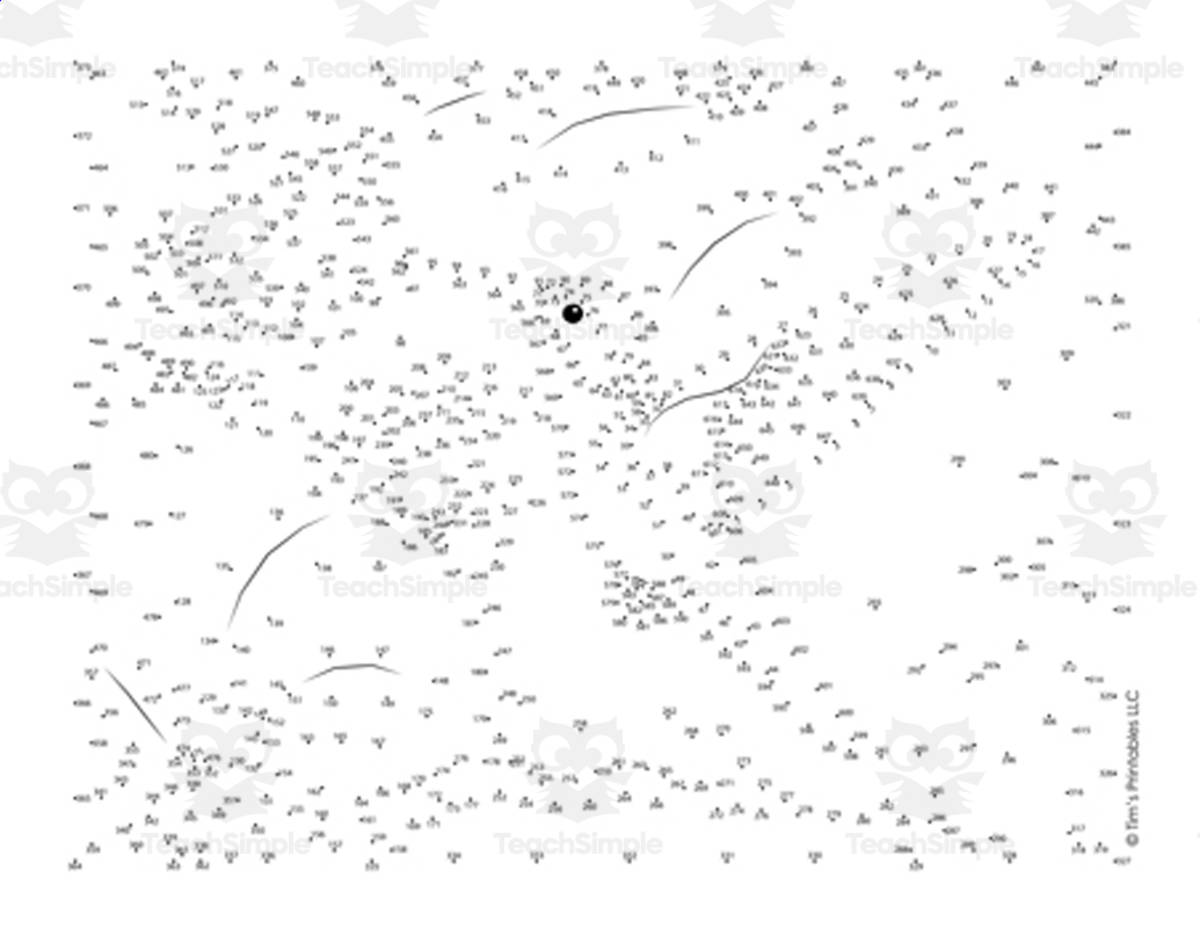An educational teaching resource from Tim's Printables entitled Hummingbird Connect the Dots – 650-Dot Puzzle downloadable at Teach Simple.