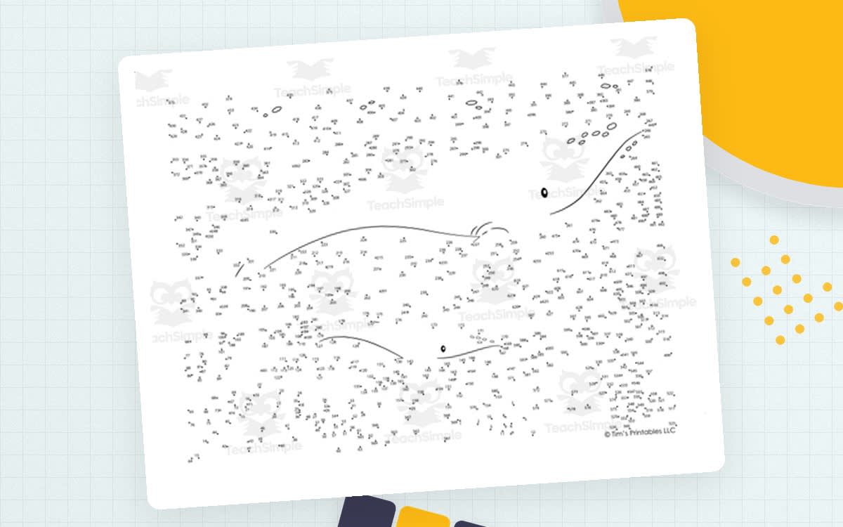 Humpback Whale Extreme Dot-to-Dot preview: One humpback-whale dot-to-dot puzzle with answer key