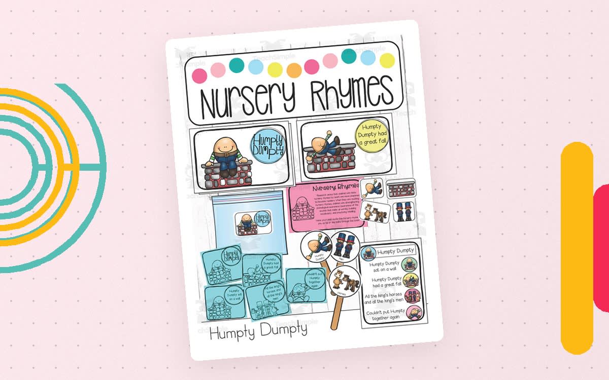An educational teaching resource from The Proactive Classroom entitled Humpty Dumpty Nursery Rhyme downloadable at Teach Simple.