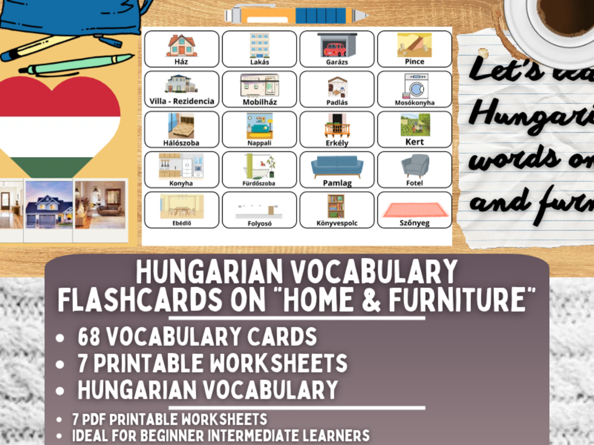 Hungarian Picture Vocabulary Flashcards - Home & Furniture preview