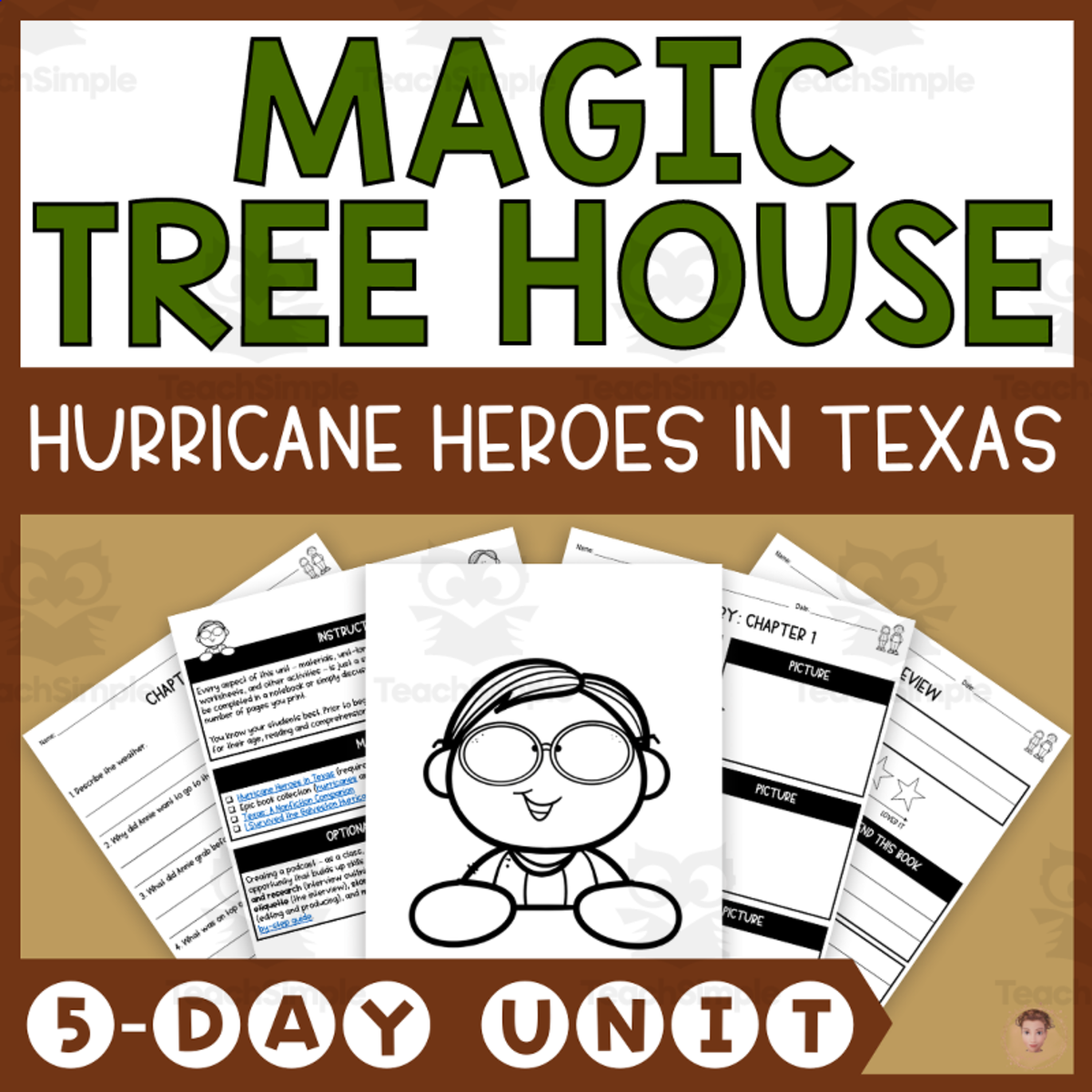 An educational teaching resource from Heather Huhman entitled Hurricane Heroes in Texas (Magic Tree House #30 Lesson Plan, Videos, Activities) downloadable at Teach Simple.