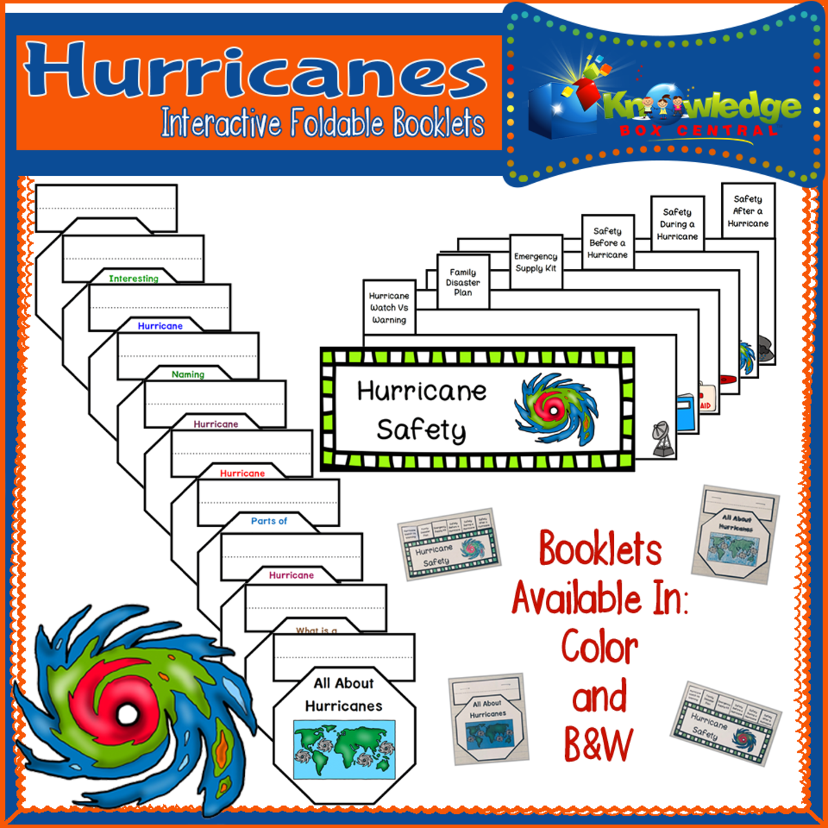 An educational teaching resource from Knowledge Box Central entitled Hurricanes Interactive Foldable Booklets - EBOOK downloadable at Teach Simple.