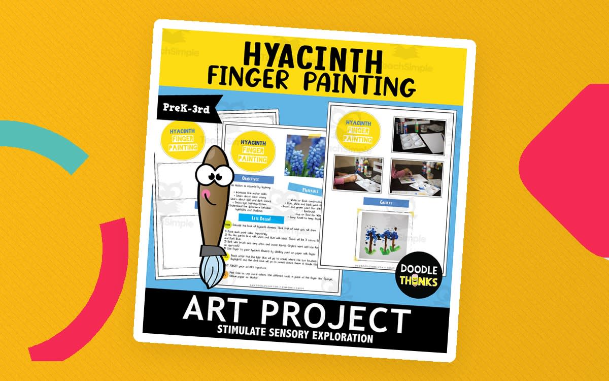 An educational teaching resource from Doodle Thinks entitled Hyacinth Finger Painting Art Project | Sensory Exploration Activity downloadable at Teach Simple.