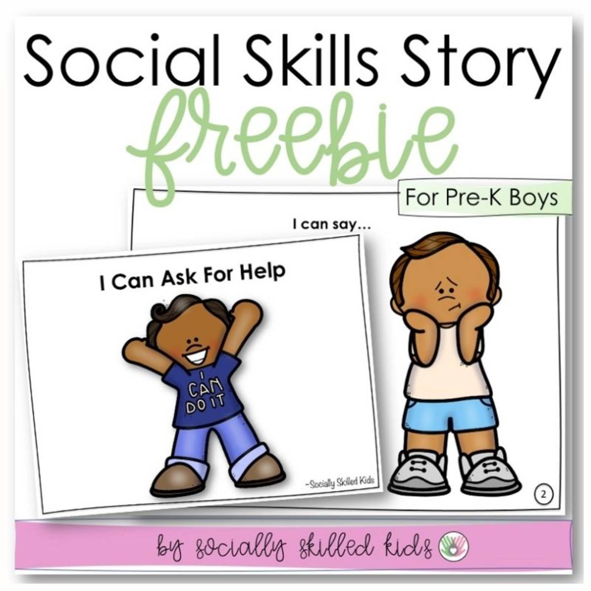 An educational teaching resource from Socially Skilled Kids entitled I Can Ask For Help,  Social Skills Story, For Boys Pre-K downloadable at Teach Simple.