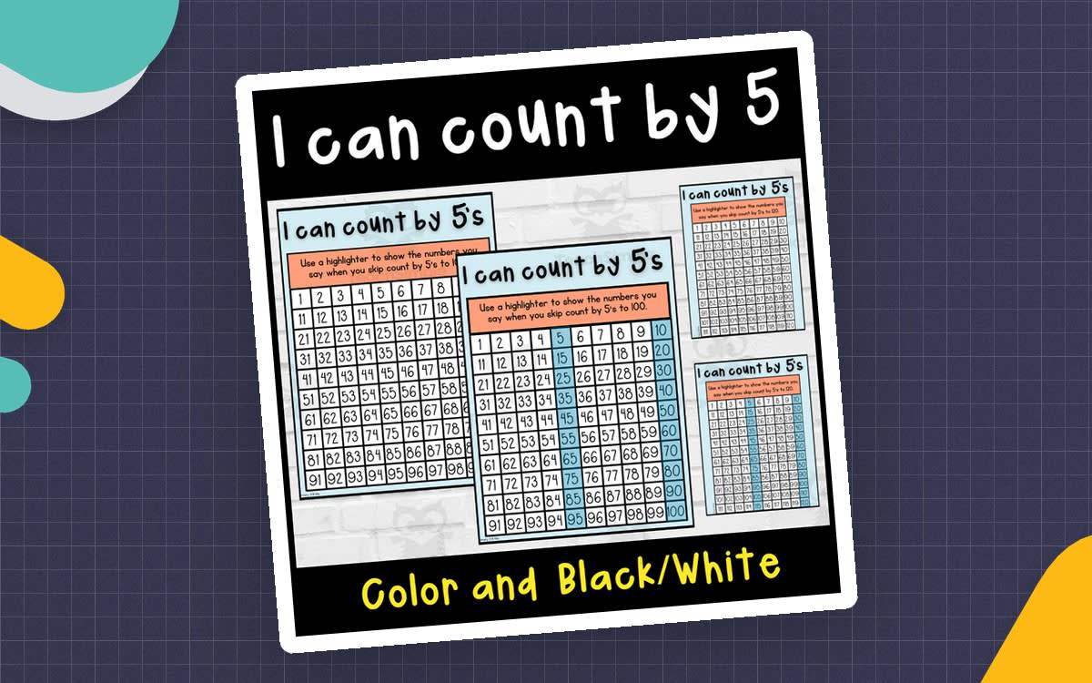 An educational teaching resource from Primary 206 Mix entitled I can count by 5's to 100 and 120 on a hundreds chart downloadable at Teach Simple.