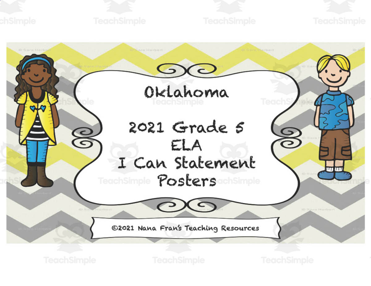 An educational teaching resource from NanaFran  entitled I Can Statement Anchor Charts | 5th Grade ELA | Oklahoma Standards downloadable at Teach Simple.