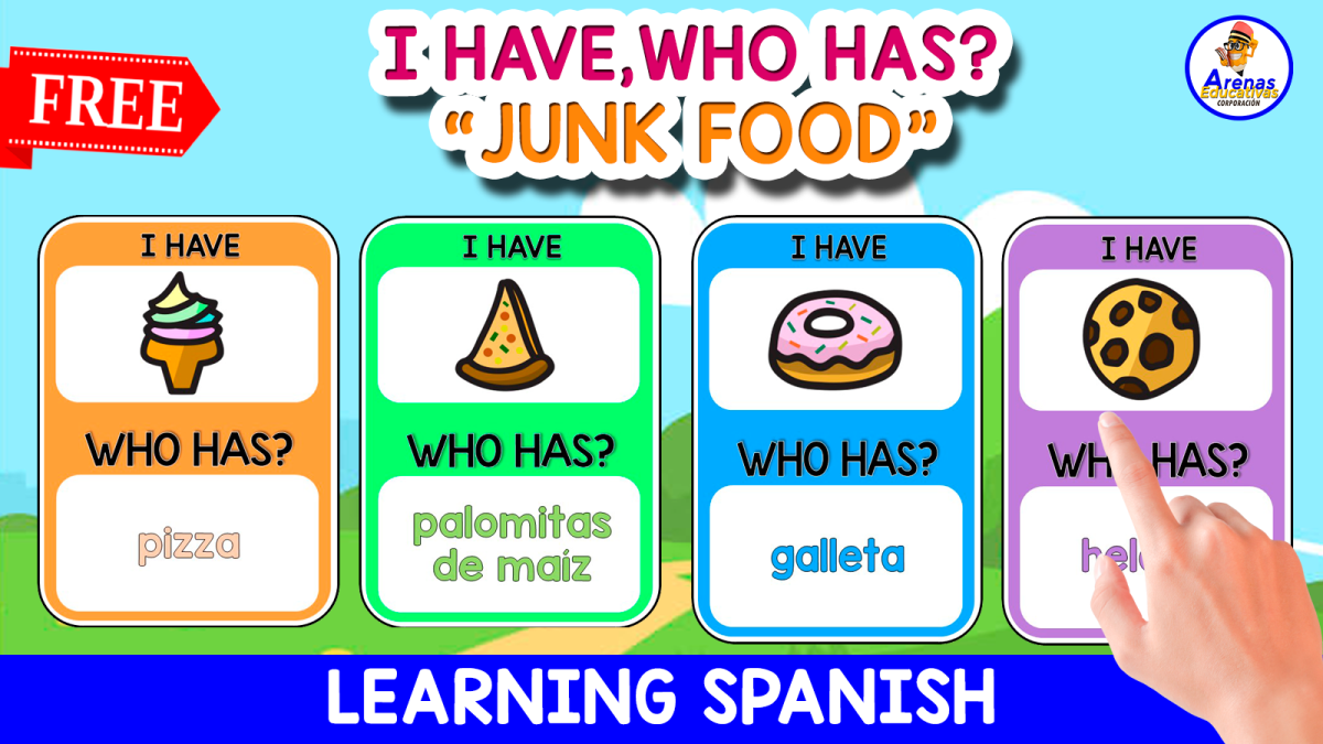 An educational teaching resource from EDITORIAL LAURA EDUCA entitled I HAVE, WHO HAS? GAME | JUNK FOOD IN SPANISH downloadable at Teach Simple.