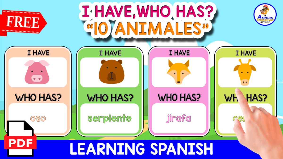 An educational teaching resource from EDITORIAL LAURA EDUCA entitled I HAVE, WHO HAS? IN SPANISH | Los Animales downloadable at Teach Simple.