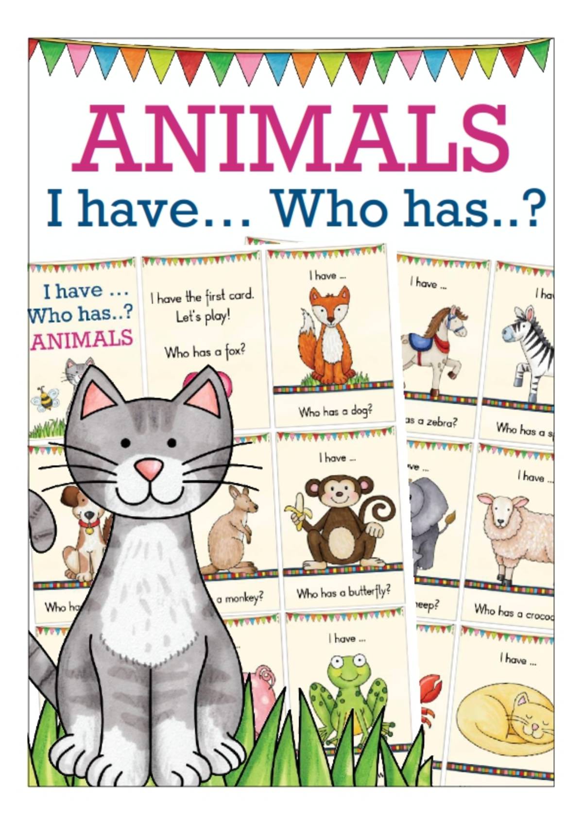 An educational teaching resource from Better Teaching Resources entitled I have...Who Has...? Animals Edition downloadable at Teach Simple.