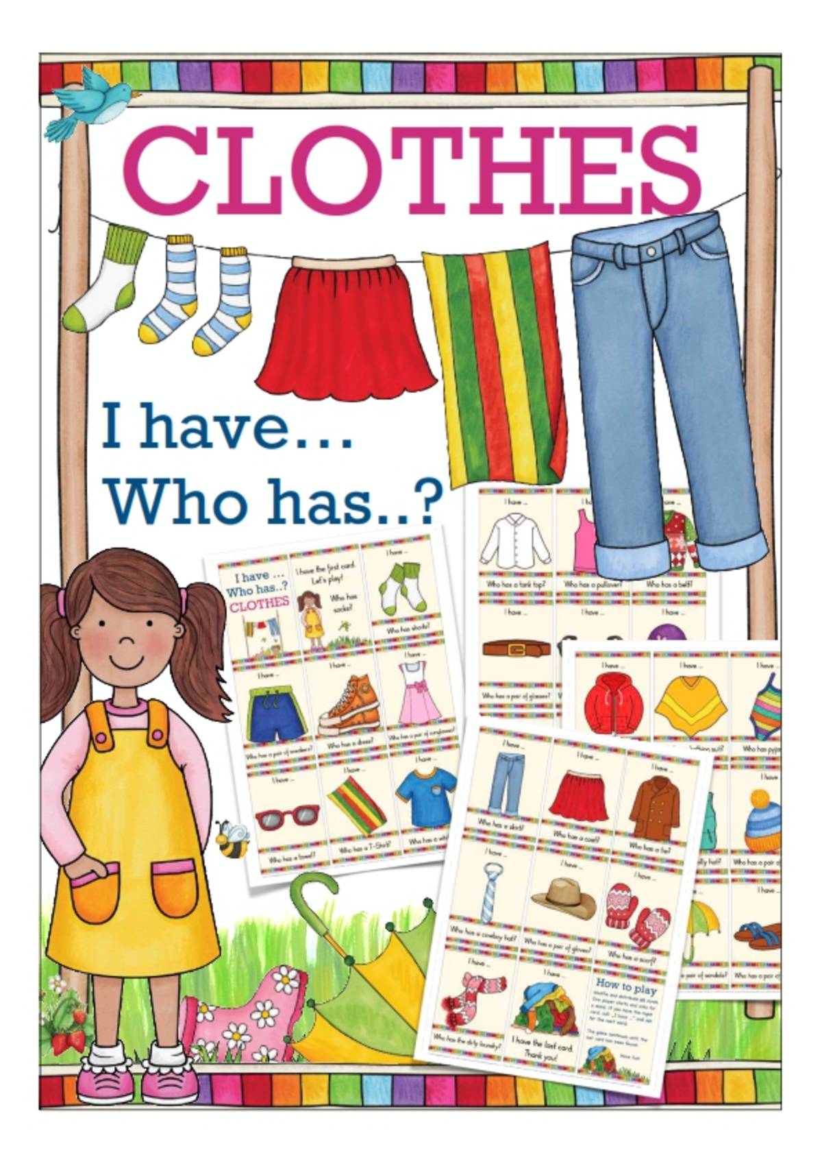 An educational teaching resource from Better Teaching Resources entitled I have...Who Has...? Clothes Edition downloadable at Teach Simple.