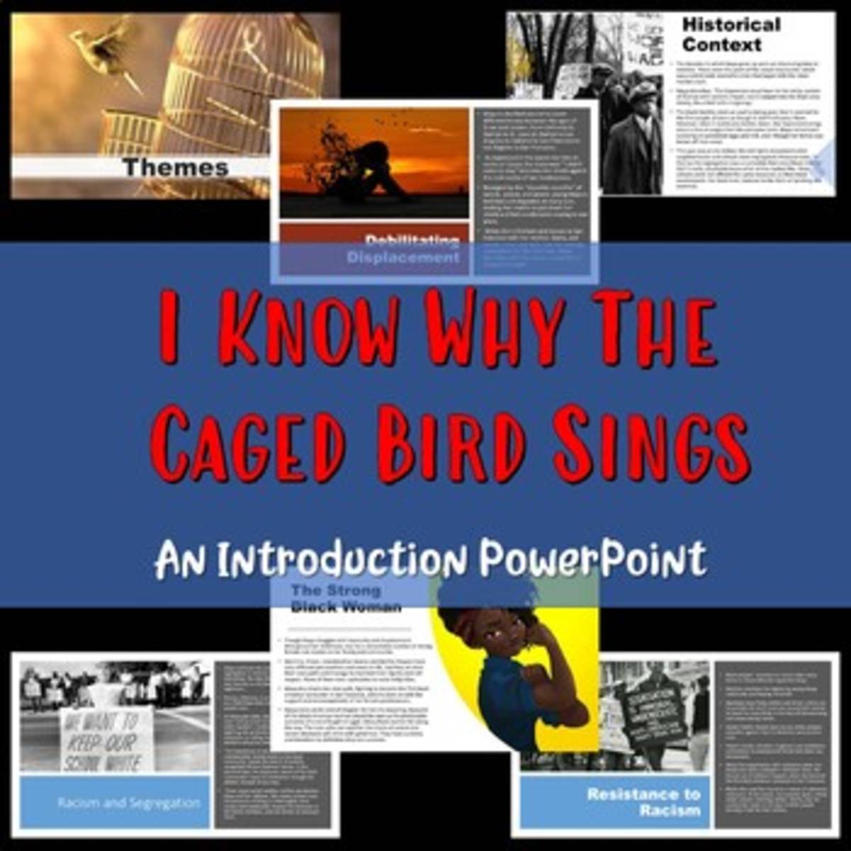 An educational teaching resource from Educate and Create entitled I Know Why The Caged Bird Sings - Introduction PowerPoint downloadable at Teach Simple.