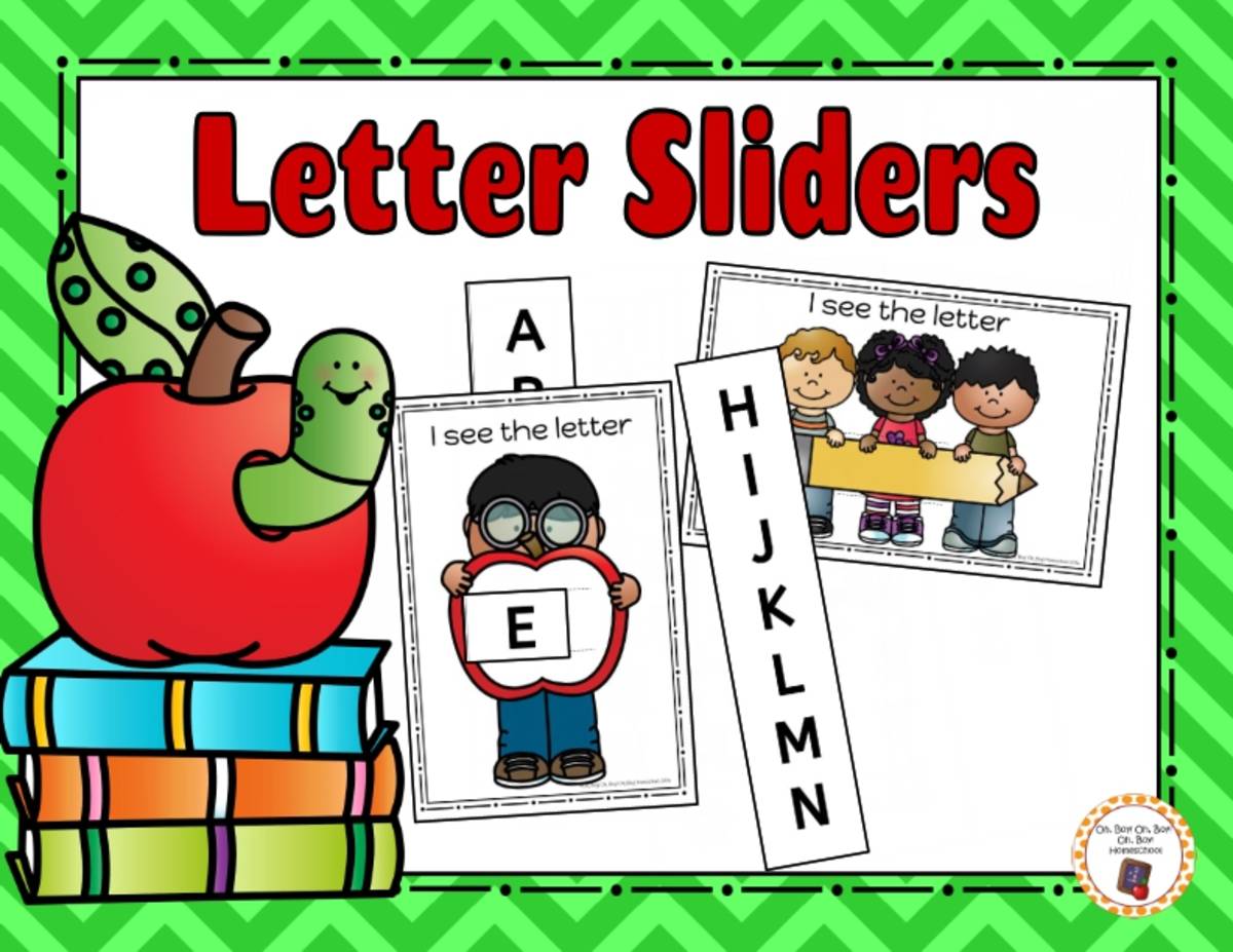 An educational teaching resource from Oh Boy Homeschool entitled "I see the letter" Letter Sliders Activity downloadable at Teach Simple.