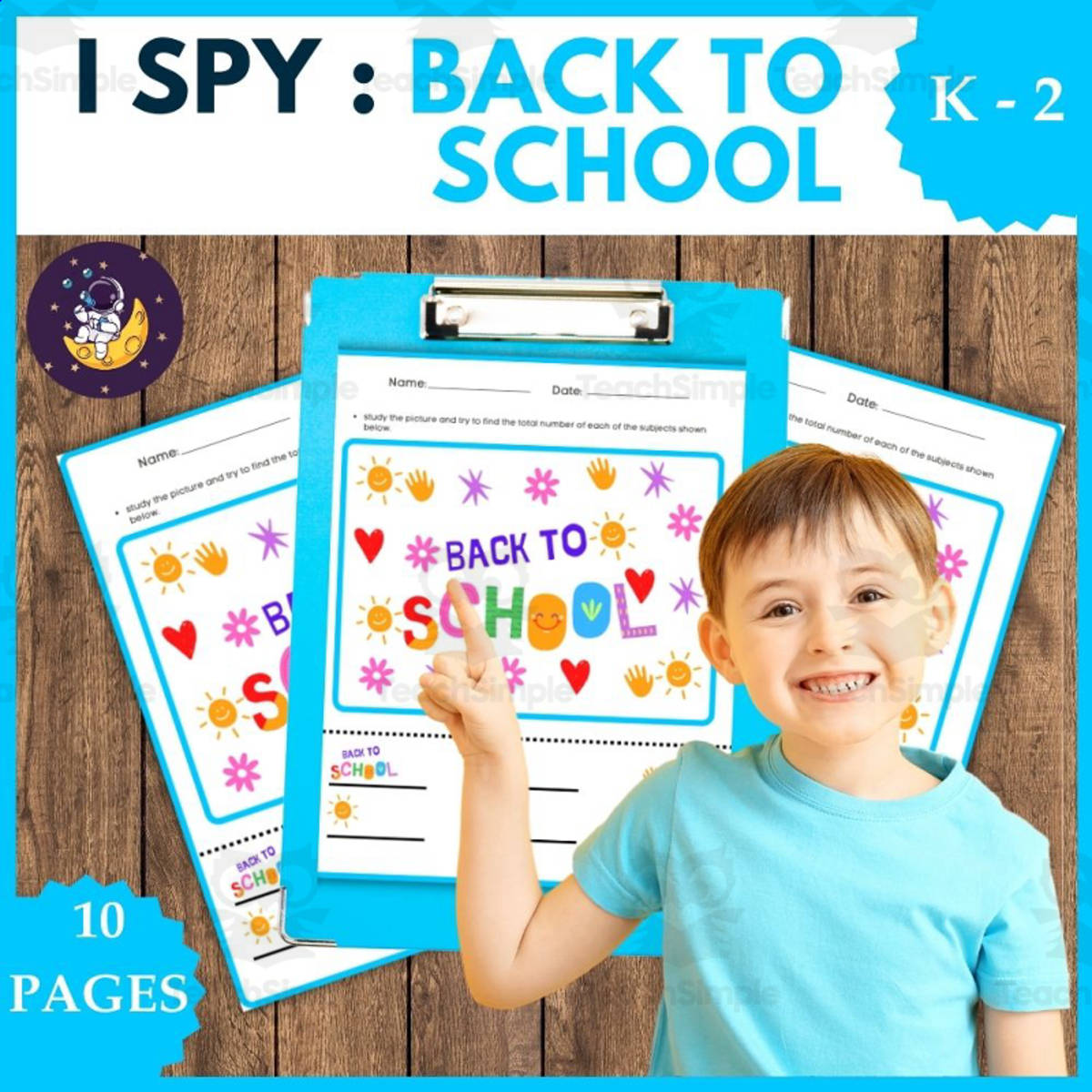An educational teaching resource from space shope entitled I spy back to school Worksheet Activity downloadable at Teach Simple.