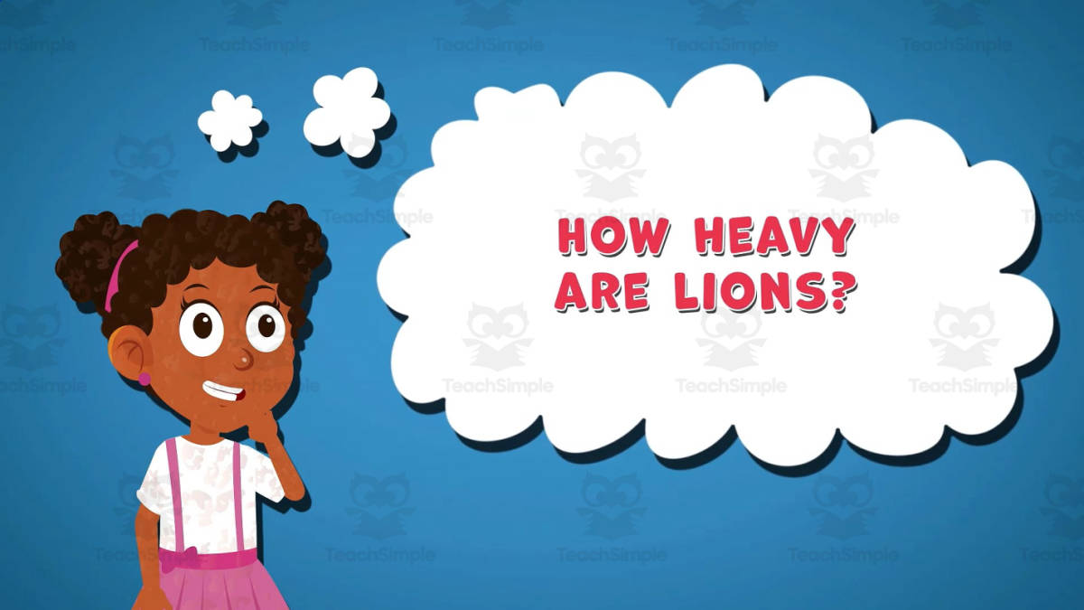 An educational teaching resource from Educational Voice entitled I WONDER - How Heavy Are Lions | Animated Video Lesson downloadable at Teach Simple.