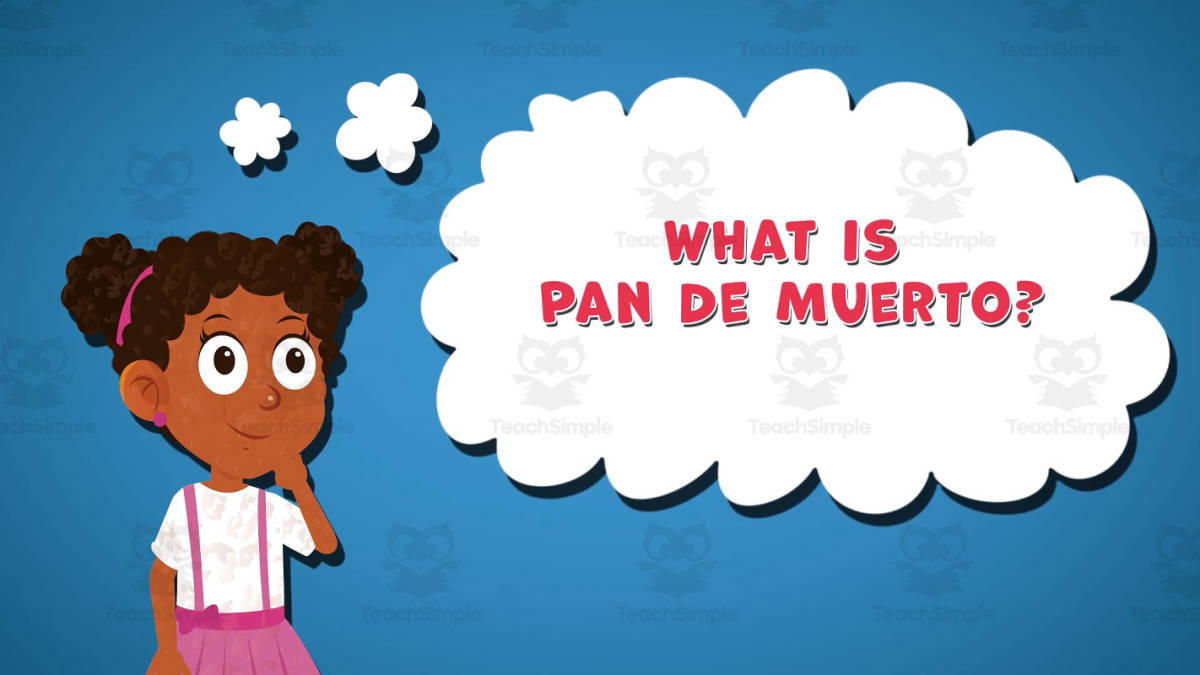 An educational teaching resource from Educational Voice entitled I WONDER - What Is Pan De Muerto | Animated Video Lesson downloadable at Teach Simple.
