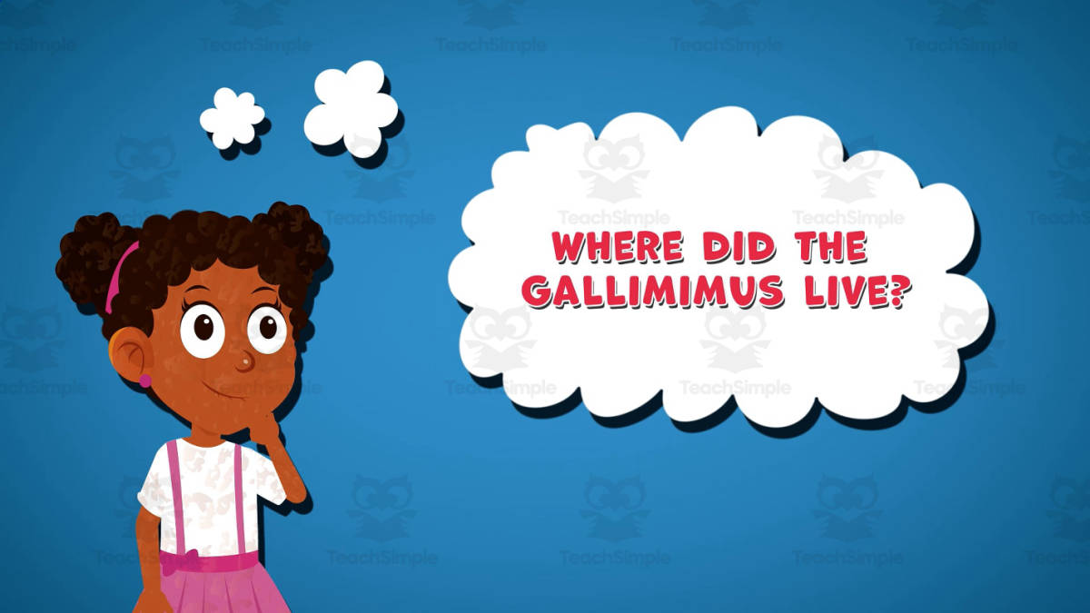 An educational teaching resource from Educational Voice entitled I WONDER - Where Did The Gallimimus Live | Animated Video Lesson downloadable at Teach Simple.