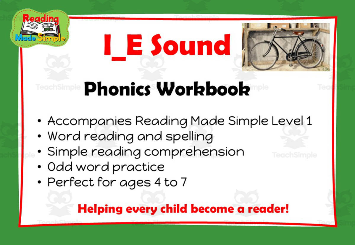 An educational teaching resource from Lilibette's Resources entitled I_E: Phonics Workbook Reading Made Simple downloadable at Teach Simple.