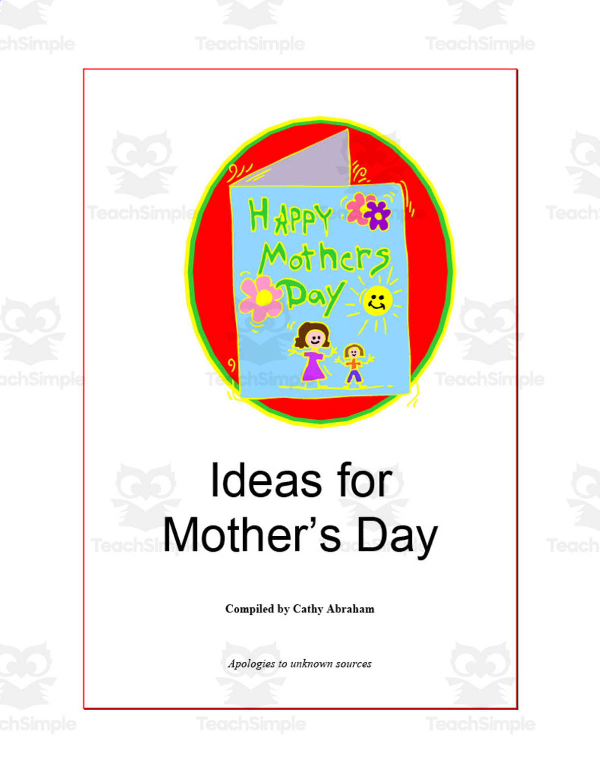 An educational teaching resource from Learning Foundations entitled Ideas to Celebrate Mother's Day downloadable at Teach Simple.