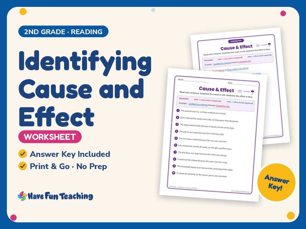 Identifying Cause and Effect Worksheet – 2nd Grade Reading Practice preview