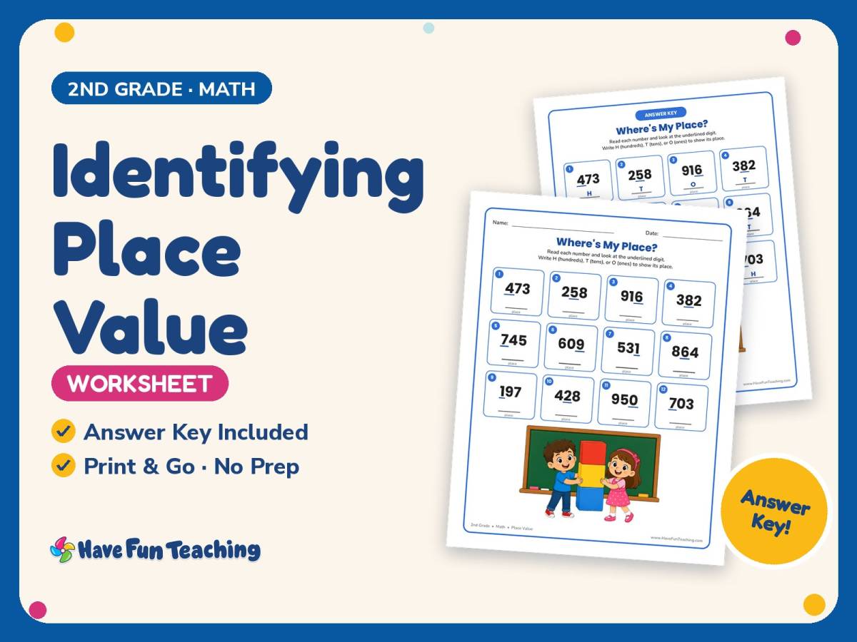 Identifying Place Value Worksheet – 2nd Grade Math Practice preview
