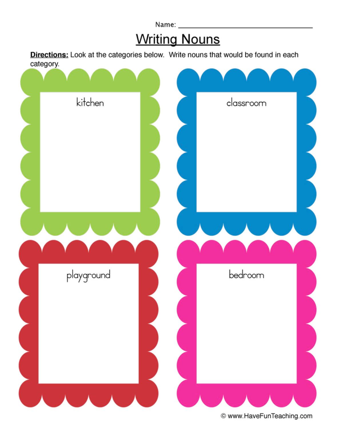 An educational teaching resource from Have Fun Teaching entitled Identifying Places Nouns Worksheet downloadable at Teach Simple.